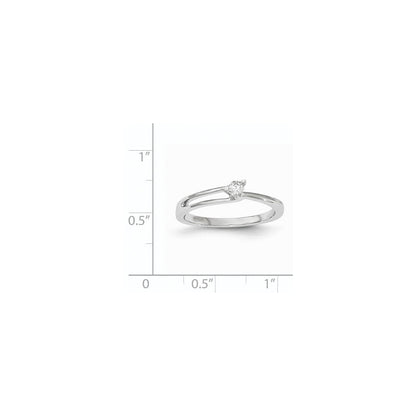 14K Weißgold Ring mit echten Diamanten, poliert