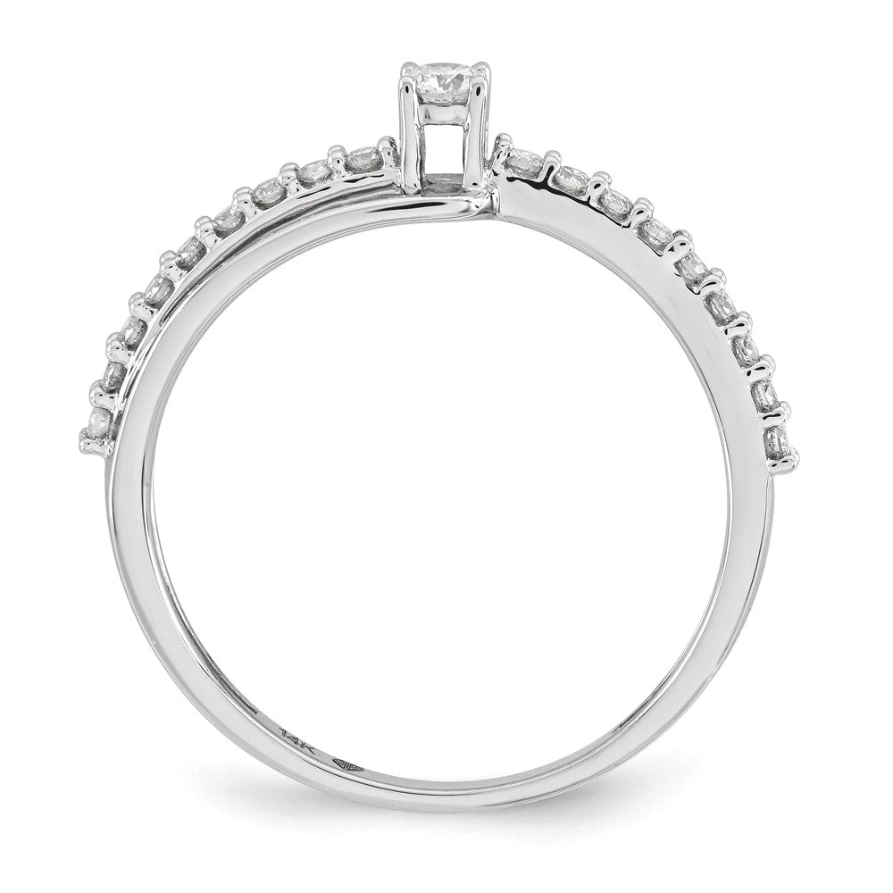 14K Weißgold Ring mit echten Diamanten, poliert