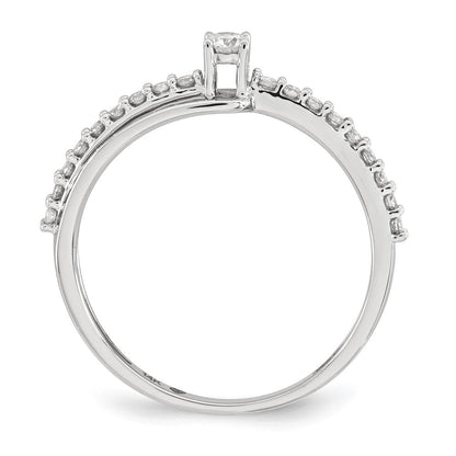 14K Weißgold Ring mit echten Diamanten, poliert