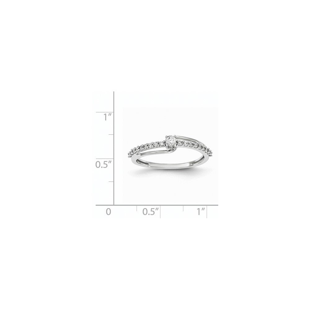 14K Weißgold Ring mit echten Diamanten, poliert