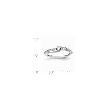 14K Weißgold Ring mit echten Diamanten, poliert