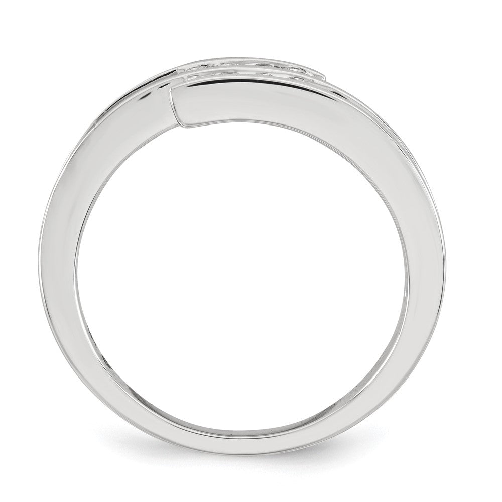14K Weißgold Ring mit echten Diamanten, poliert