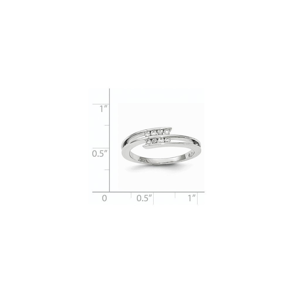 14K Weißgold Ring mit echten Diamanten, poliert