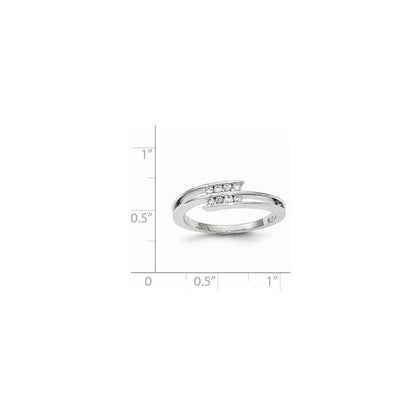 14K Weißgold Ring mit echten Diamanten, poliert