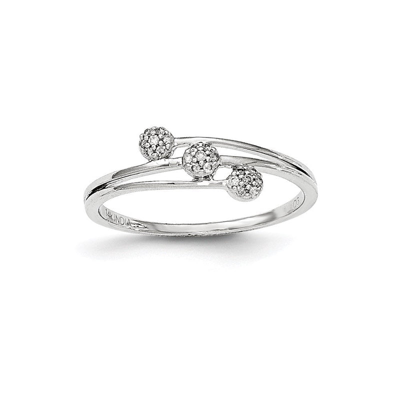 14K Weißgold Ring mit natürlichen Diamanten, 3 diagonal angeordnet, poliert