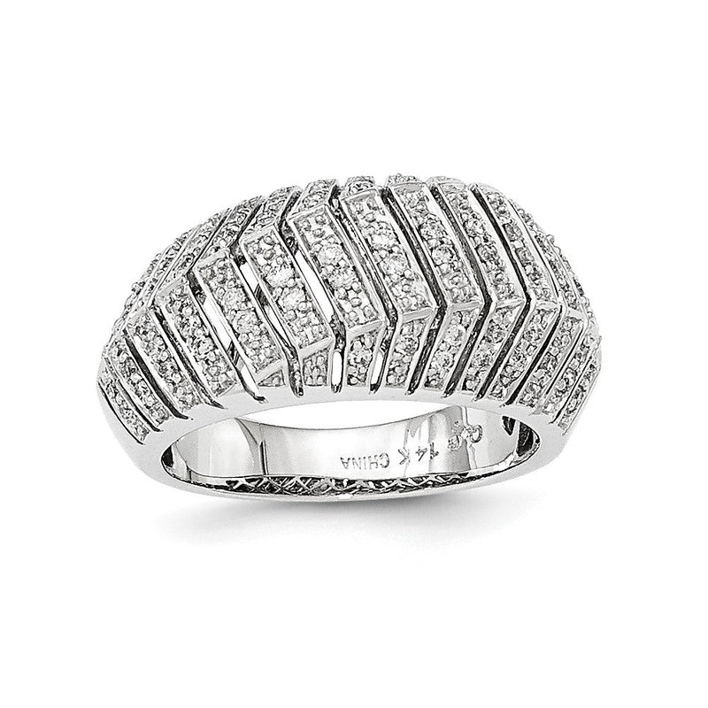14K Weißgold Ring mit echten Pavé-Diamanten