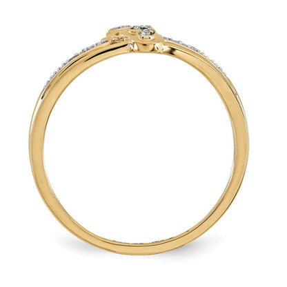14K Gelbgold Fashion-Ring mit Diamanten im Doppelherz-Design
