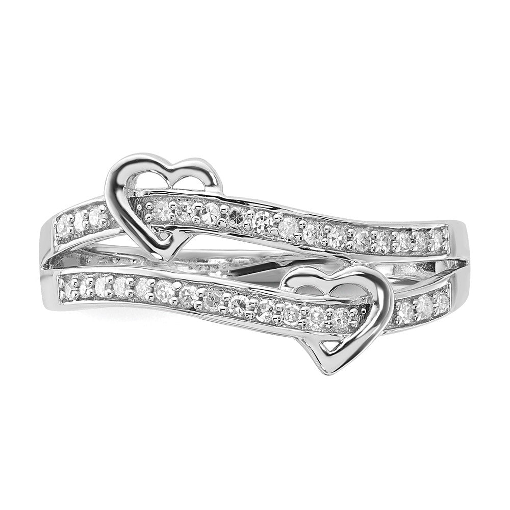 Ring in Herzform mit natürlichen Diamanten aus 14K Weißgold