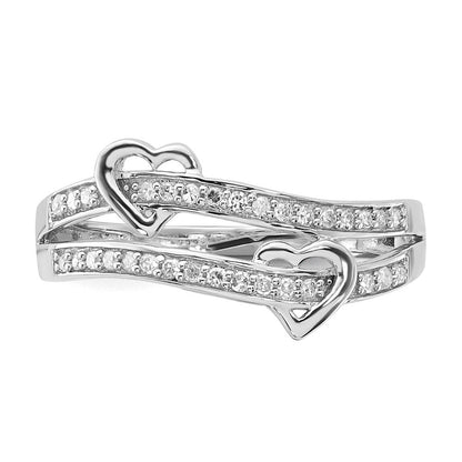 Ring in Herzform mit natürlichen Diamanten aus 14K Weißgold