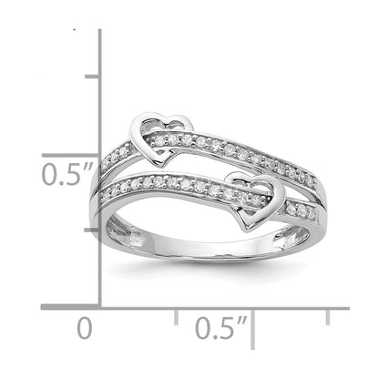 Ring in Herzform mit natürlichen Diamanten aus 14K Weißgold