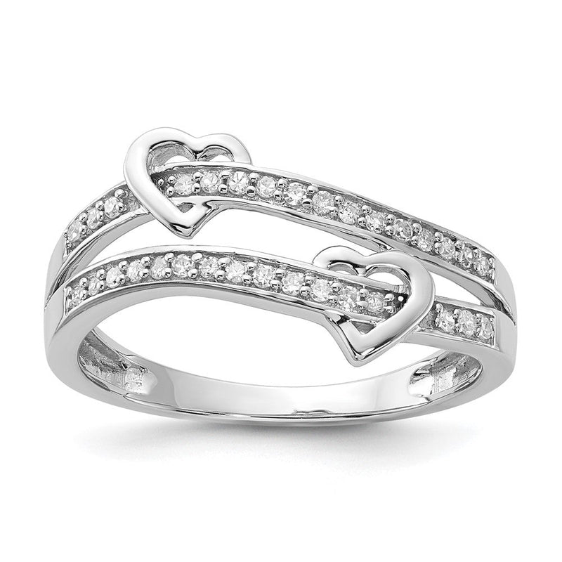 Ring in Herzform mit natürlichen Diamanten aus 14K Weißgold
