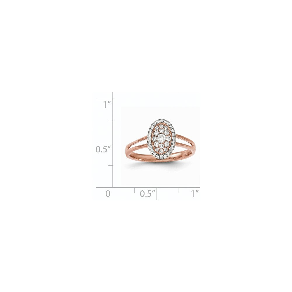 14K Roségold Ring mit echten Diamanten in Ovalschliff