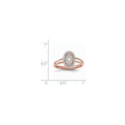 14K Roségold Ring mit echten Diamanten in Ovalschliff