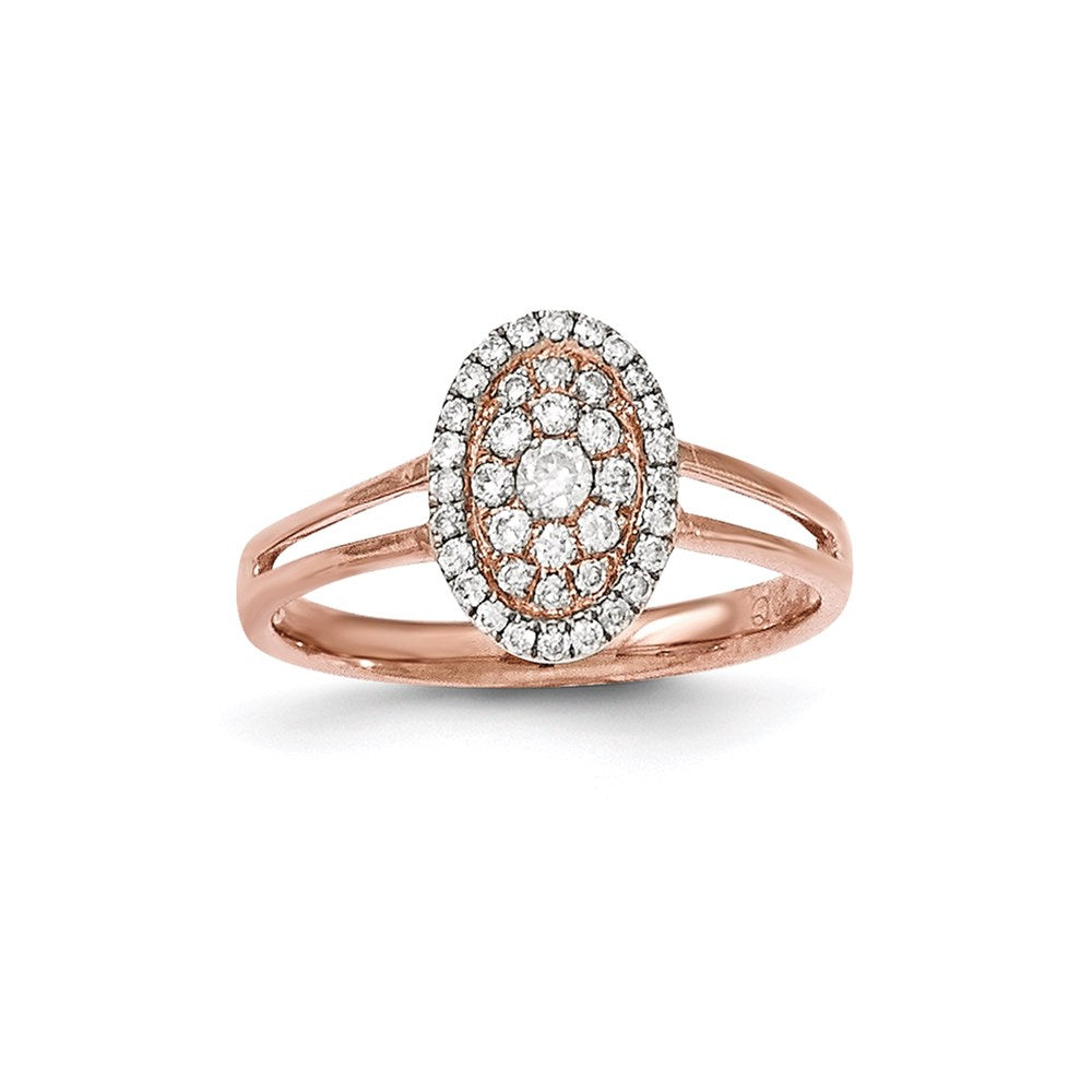 14K Roségold Ring mit echten Diamanten in Ovalschliff