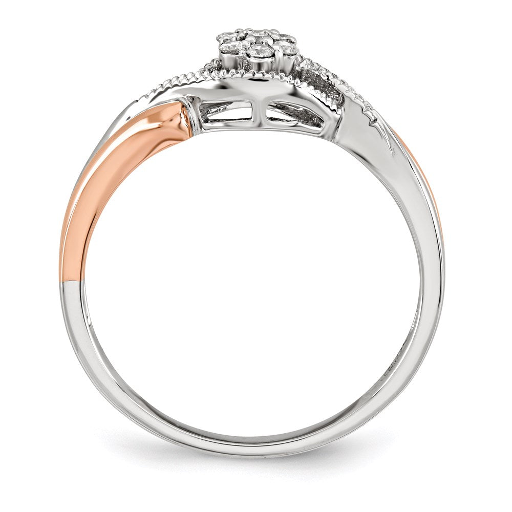 14K Gelbgold Ring mit weißer und roséfarbener Rhodinierung und natürlichen Diamanten