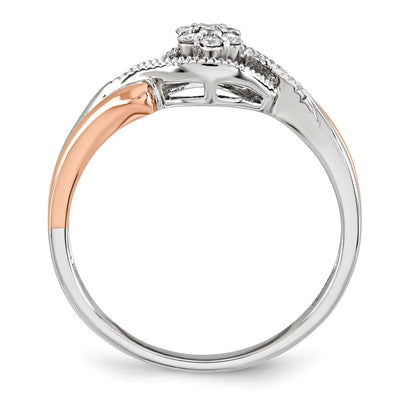 14K Gelbgold Ring mit weißer und roséfarbener Rhodinierung und natürlichen Diamanten