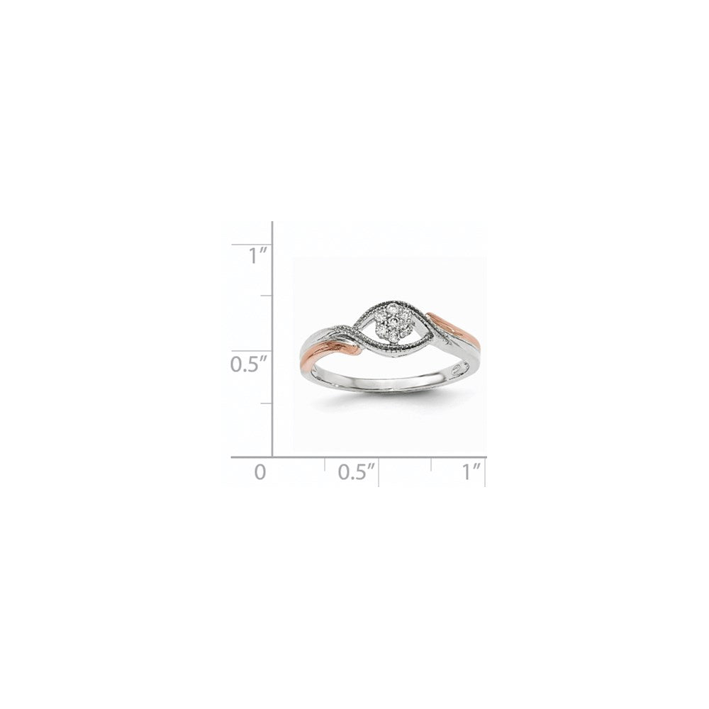 14K Gelbgold Ring mit weißer und roséfarbener Rhodinierung und natürlichen Diamanten