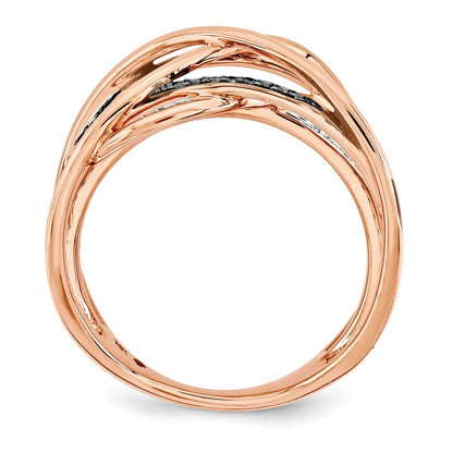 14K Roségold Polierter Ring mit 2 schwarzen Diamanten/Diamant
