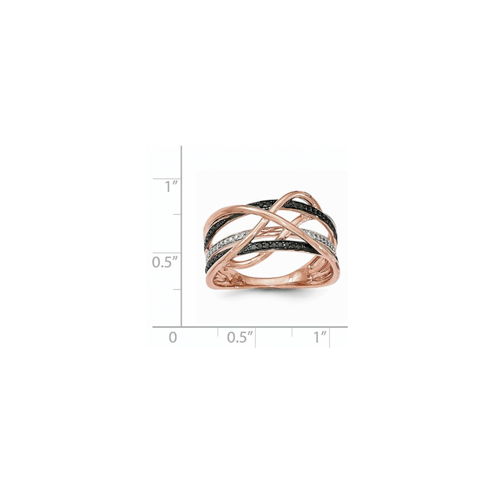 14K Roségold Polierter Ring mit 2 schwarzen Diamanten/Diamant