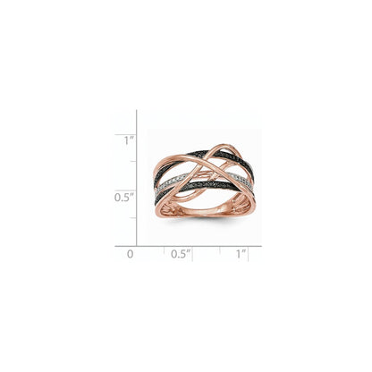 14K Roségold Polierter Ring mit 2 schwarzen Diamanten/Diamant