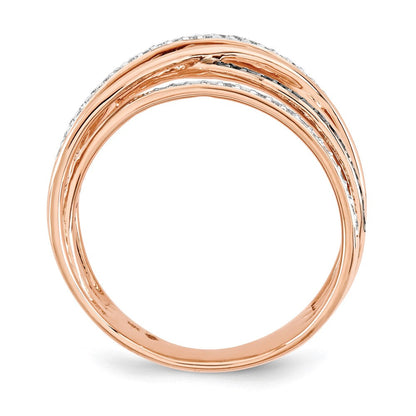 14K Roségold Polierter Ring mit 2 Diamanten und Schwarzen Echten Diamanten
