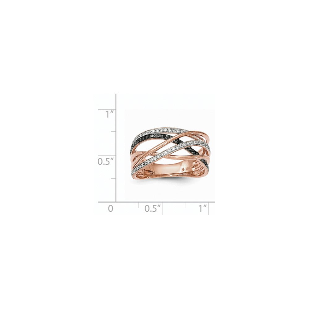 14K Roségold Polierter Ring mit 2 Diamanten und Schwarzen Echten Diamanten