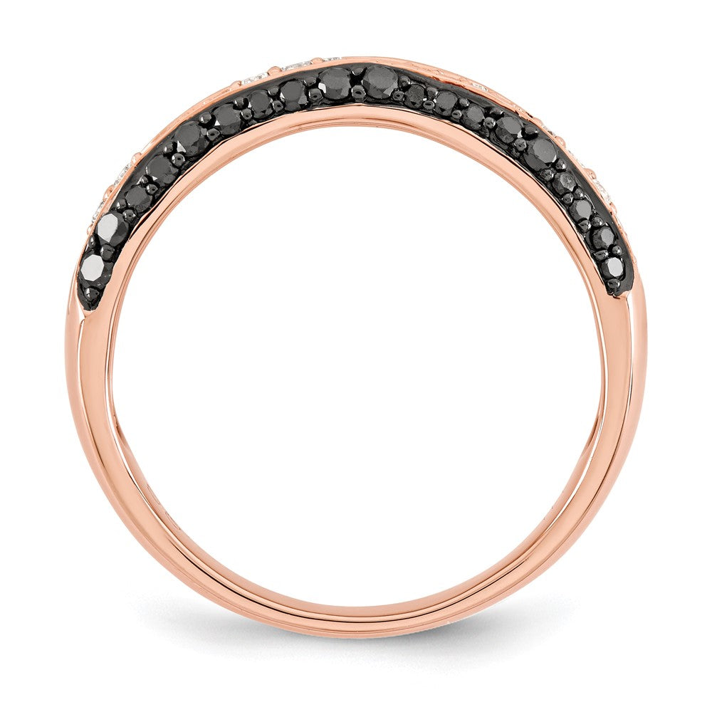 14K Roségold Ring mit schwarzen & weißen echten Diamanten