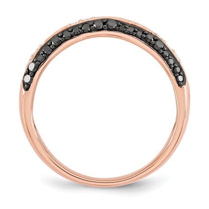 14K Roségold Ring mit schwarzen & weißen echten Diamanten