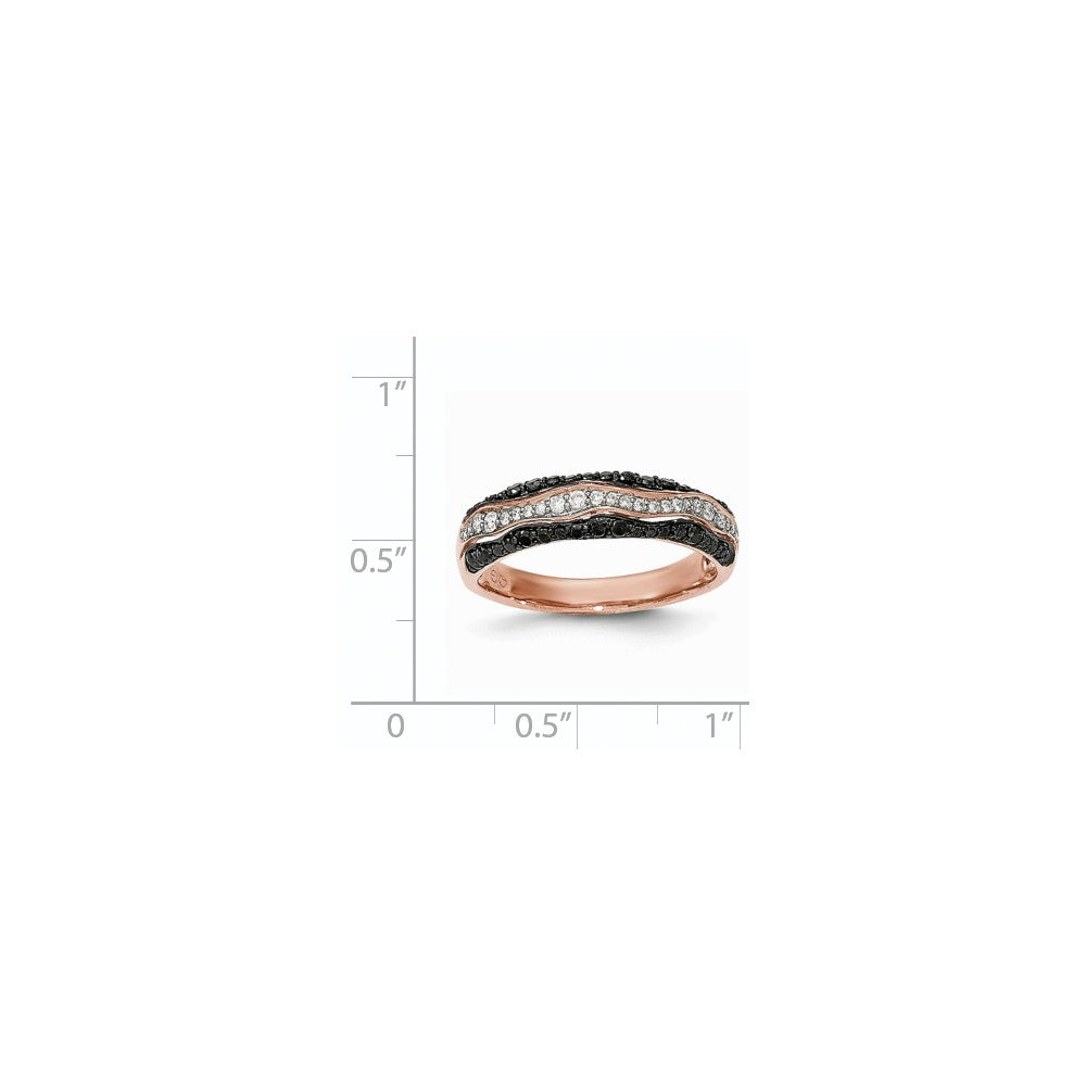 14K Roségold Ring mit schwarzen & weißen echten Diamanten