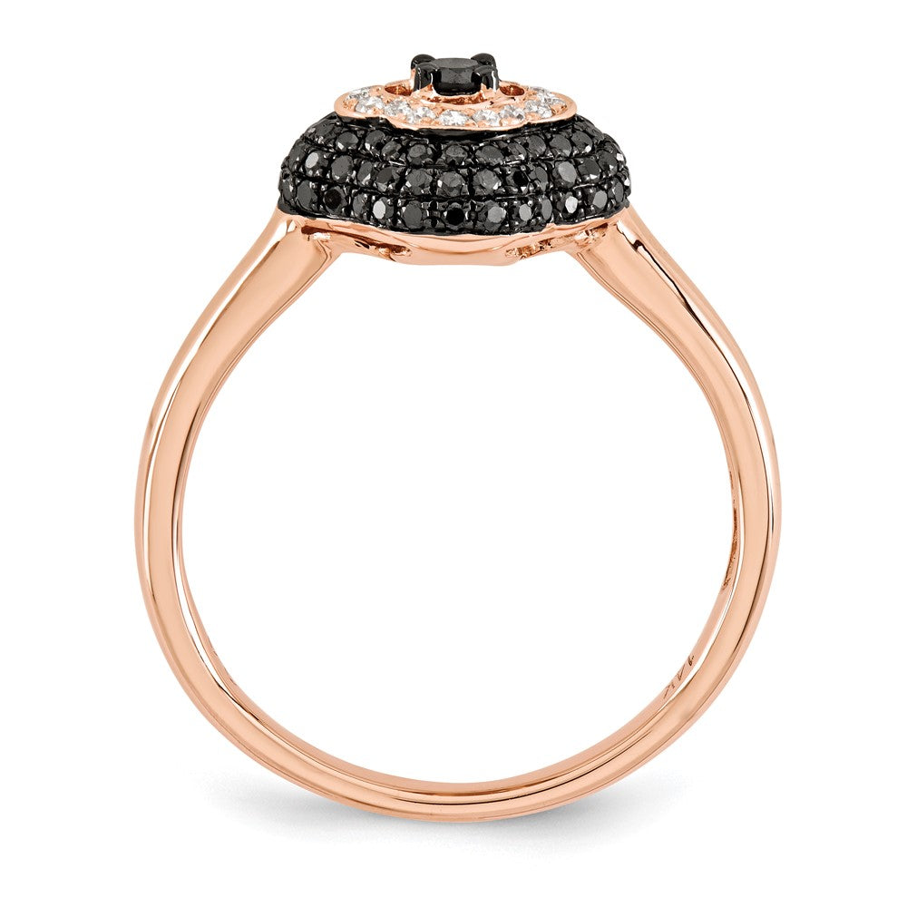 14K Roségold Ring mit echten schwarzen und weißen Diamanten
