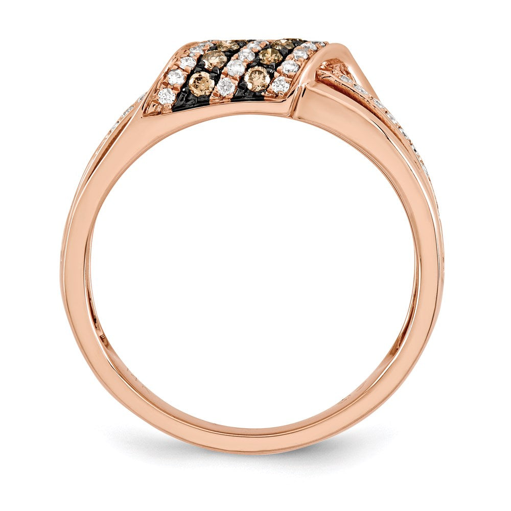 14K Roségold Ring mit weißen und braunen echten Diamanten