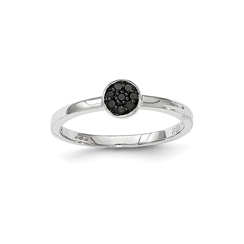 Ring aus 14K Weißgold mit schwarzen echten Diamanten