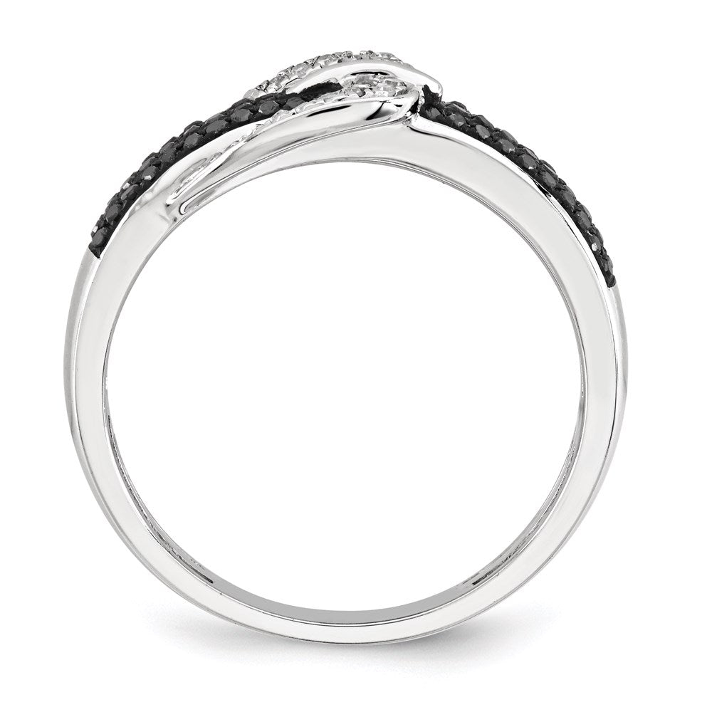14K Weißgold Fashion-Ring mit Schnallen-Design und schwarzen und weißen Diamanten