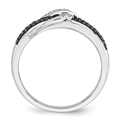 14K Weißgold Fashion-Ring mit Schnallen-Design und schwarzen und weißen Diamanten