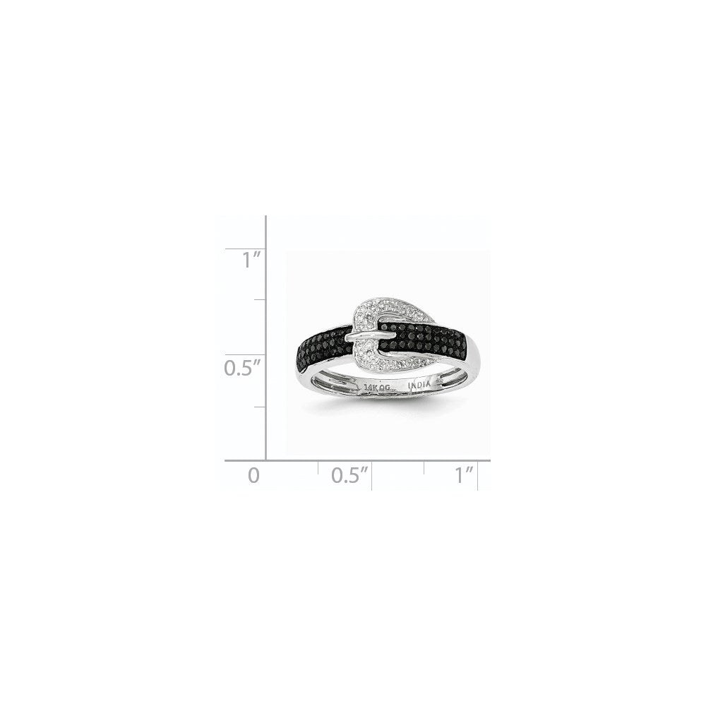 14K Weißgold Fashion-Ring mit Schnallen-Design und schwarzen und weißen Diamanten