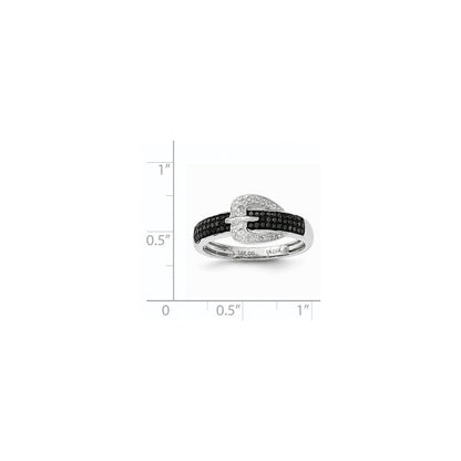 14K Weißgold Fashion-Ring mit Schnallen-Design und schwarzen und weißen Diamanten