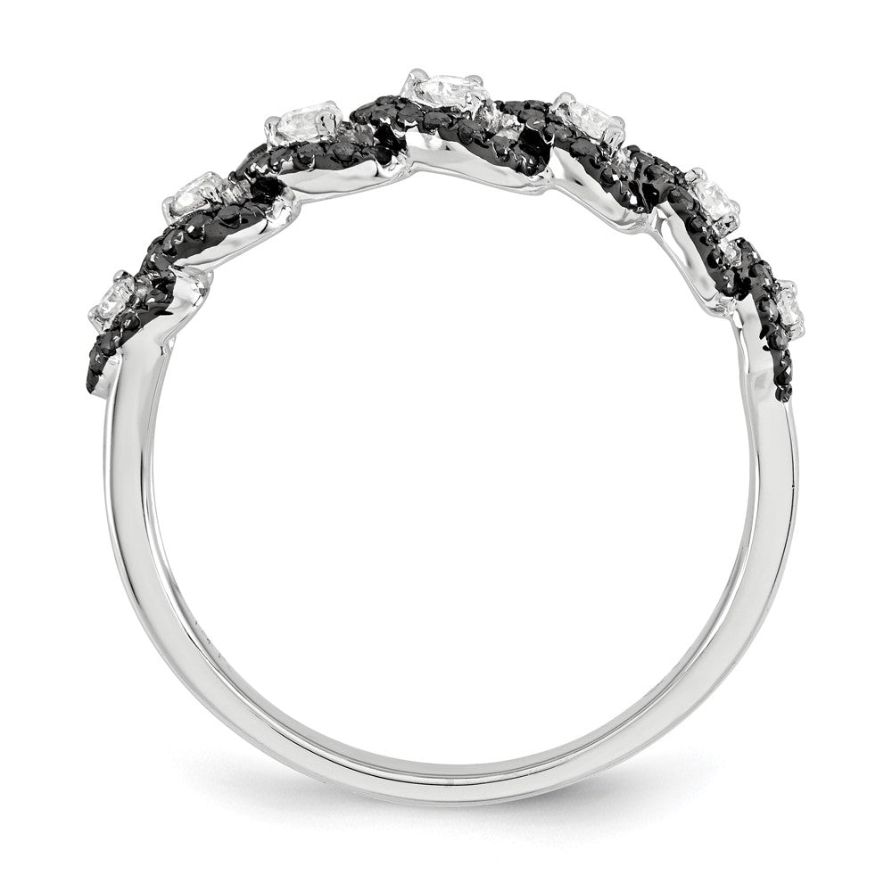 14K Weißgold Ring mit schwarzen und weißen echten Diamanten
