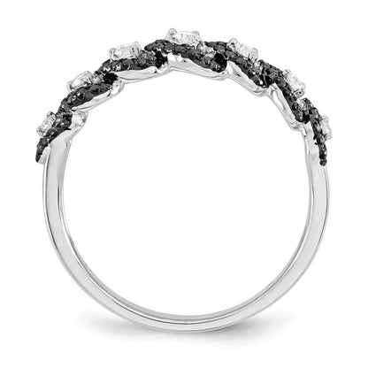 14K Weißgold Ring mit schwarzen und weißen echten Diamanten