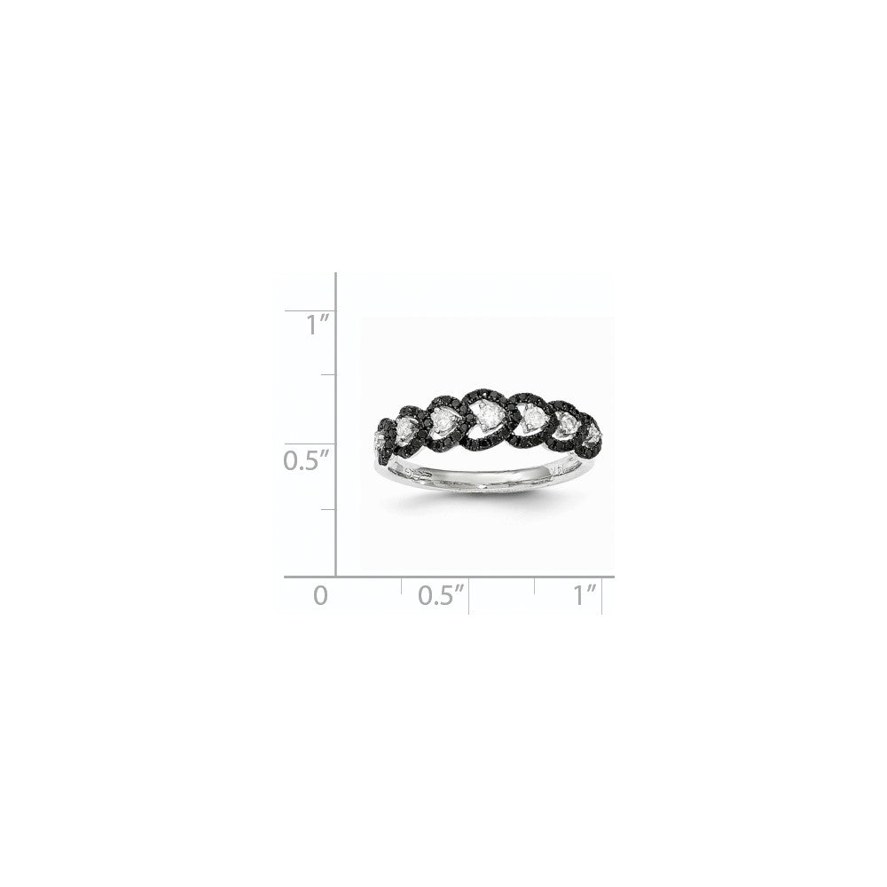 14K Weißgold Ring mit schwarzen und weißen echten Diamanten