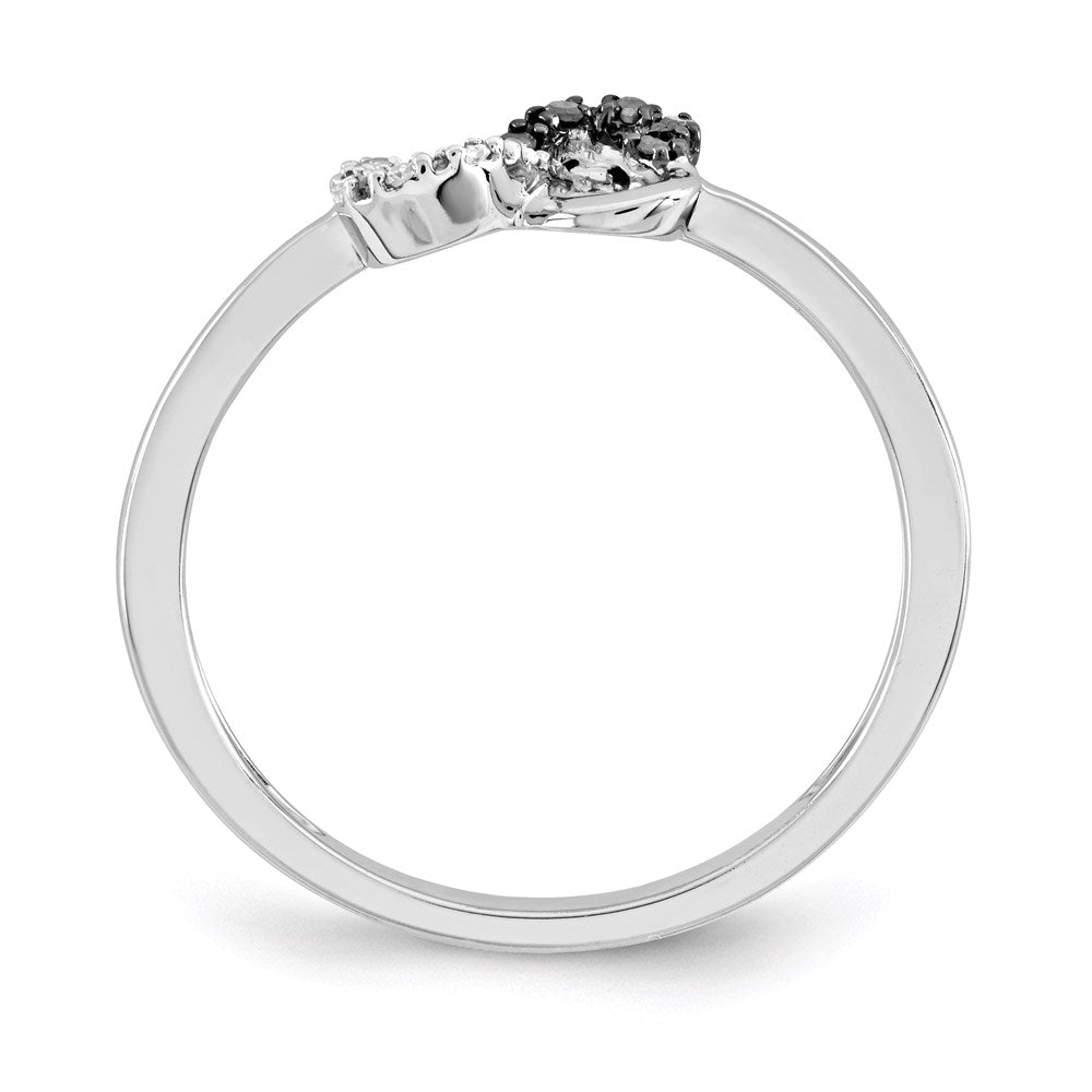 14K Weißgold Ring mit schwarzen und weißen Diamanten, Herz-Unendlichkeit-Design