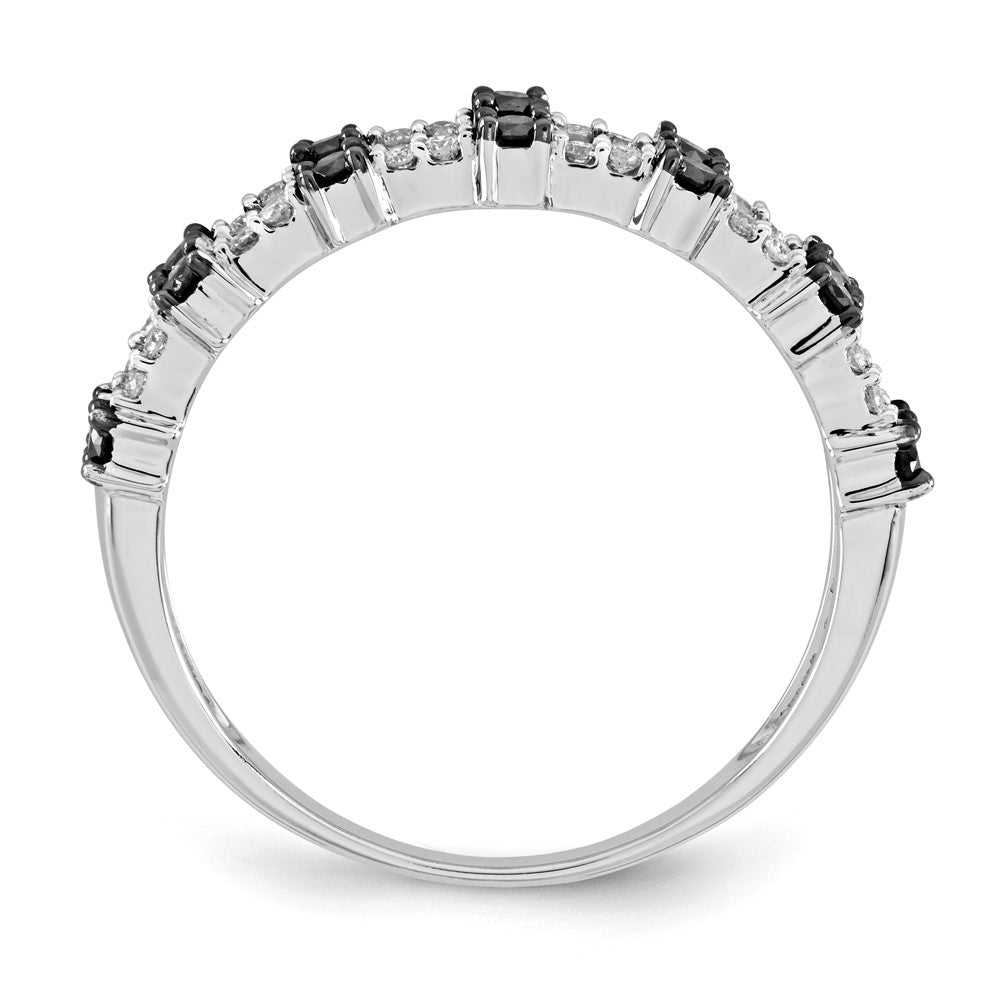 14K Weißgold Ring mit schwarzen und weißen echten Diamanten