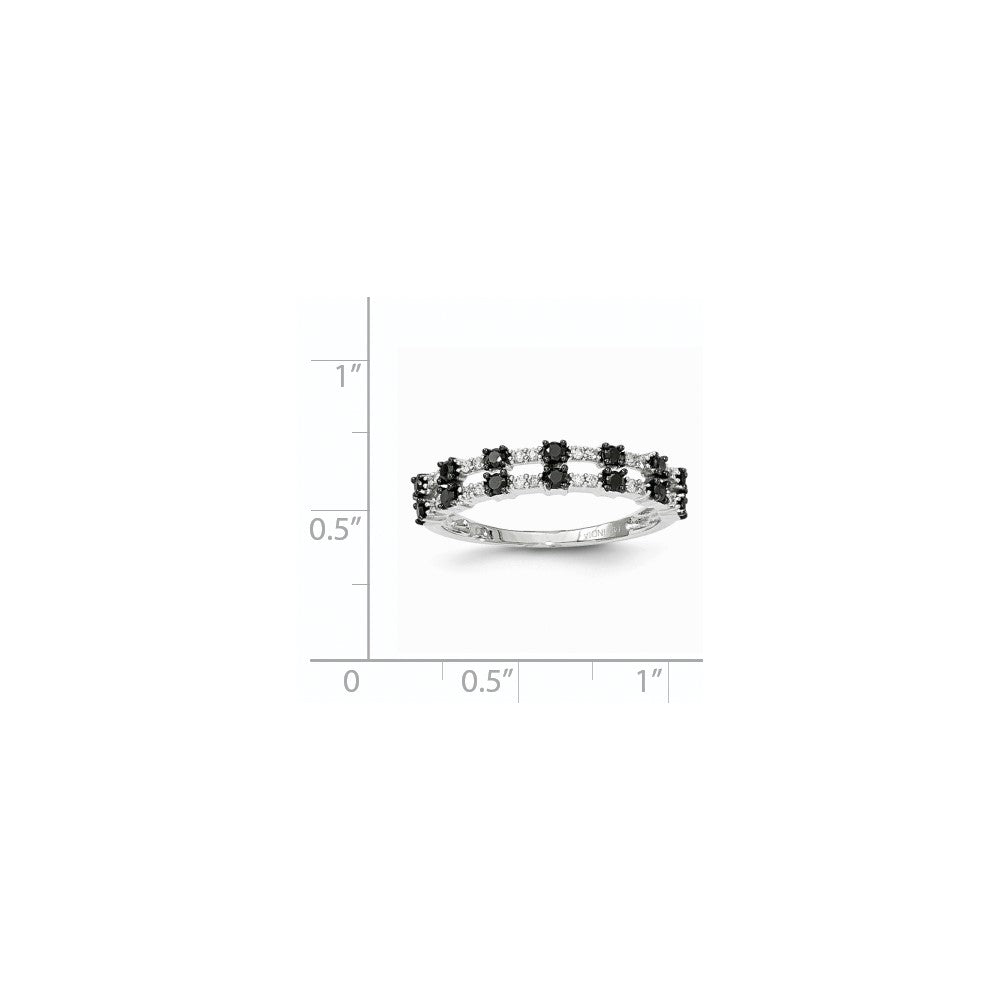 14K Weißgold Ring mit schwarzen und weißen echten Diamanten