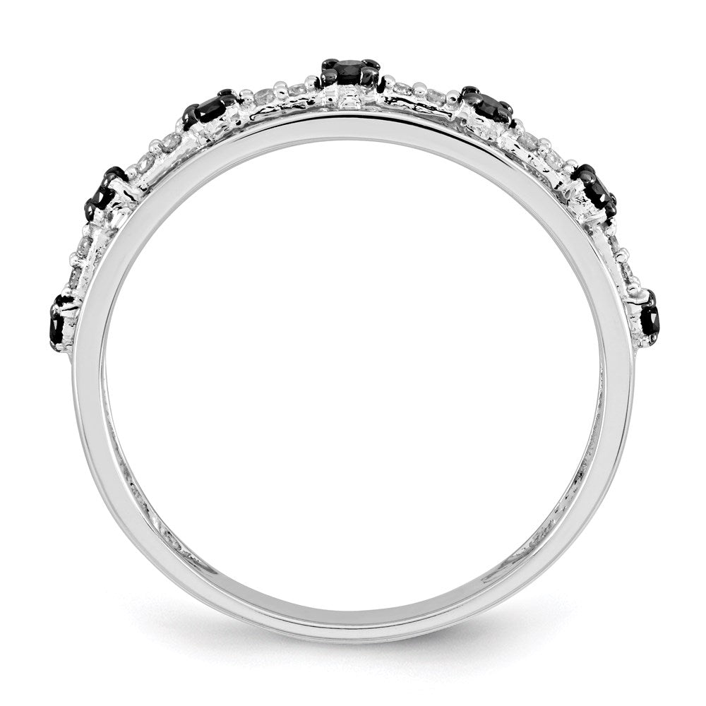 14K Weißgold Ring mit schwarzen und weißen echten Diamanten