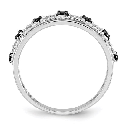 14K Weißgold Ring mit schwarzen und weißen echten Diamanten