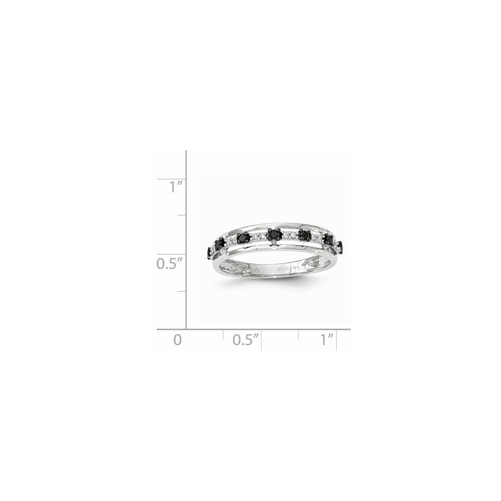 14K Weißgold Ring mit schwarzen und weißen echten Diamanten
