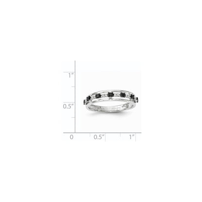 14K Weißgold Ring mit schwarzen und weißen echten Diamanten