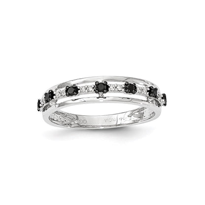 14K Weißgold Ring mit schwarzen und weißen echten Diamanten