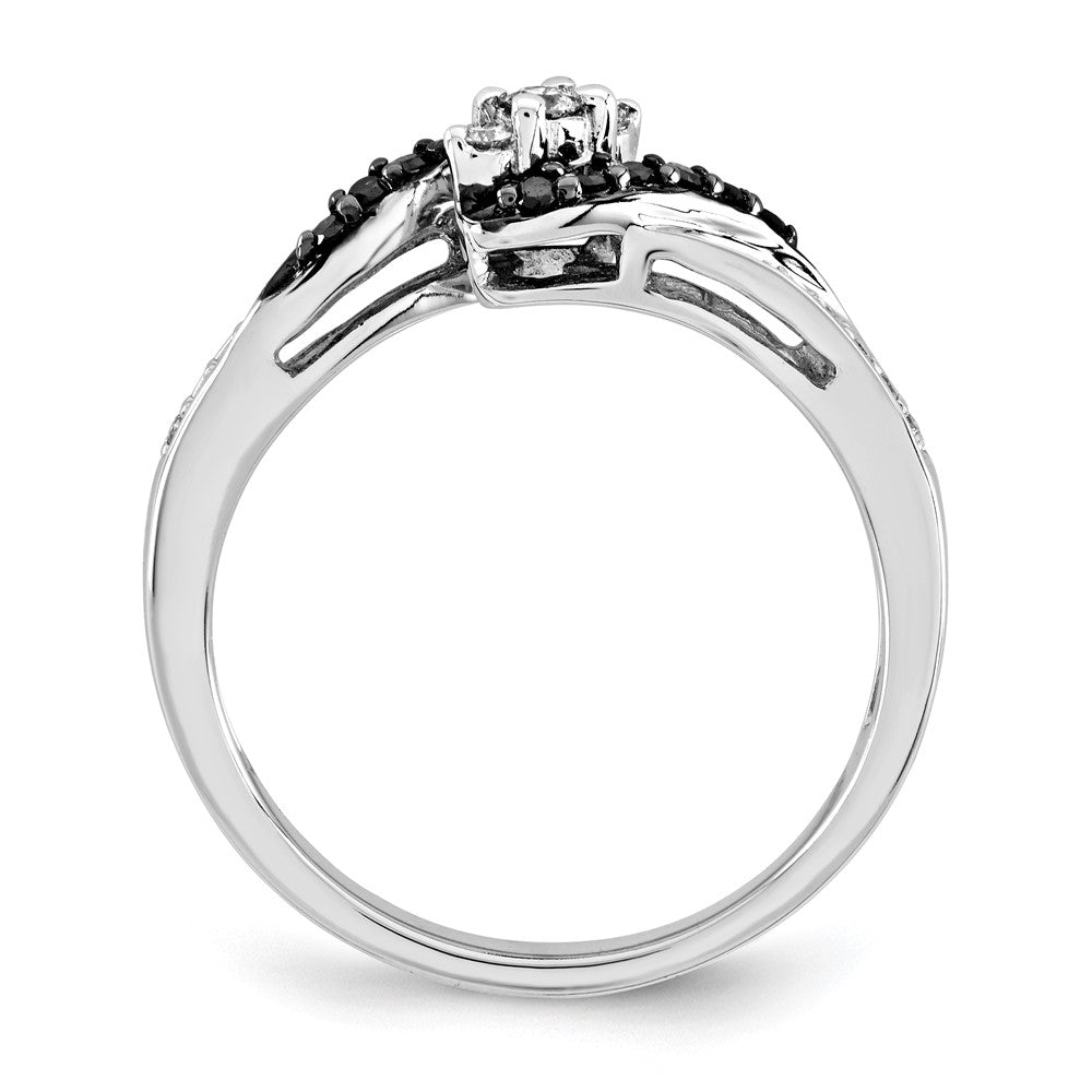 14K Weißgold Ring mit schwarzen und weißen echten Diamanten