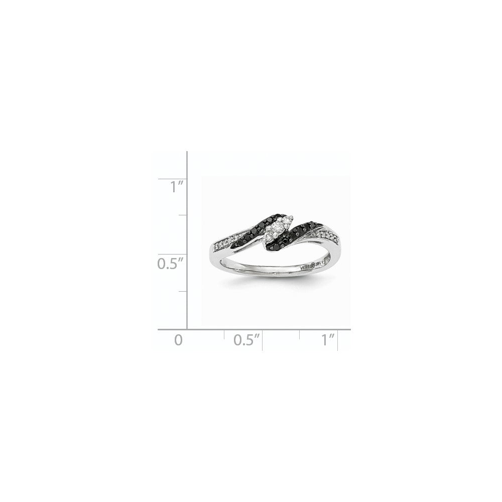 14K Weißgold Ring mit schwarzen und weißen echten Diamanten