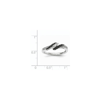 14K Weißgold Ring mit schwarzen und weißen echten Diamanten
